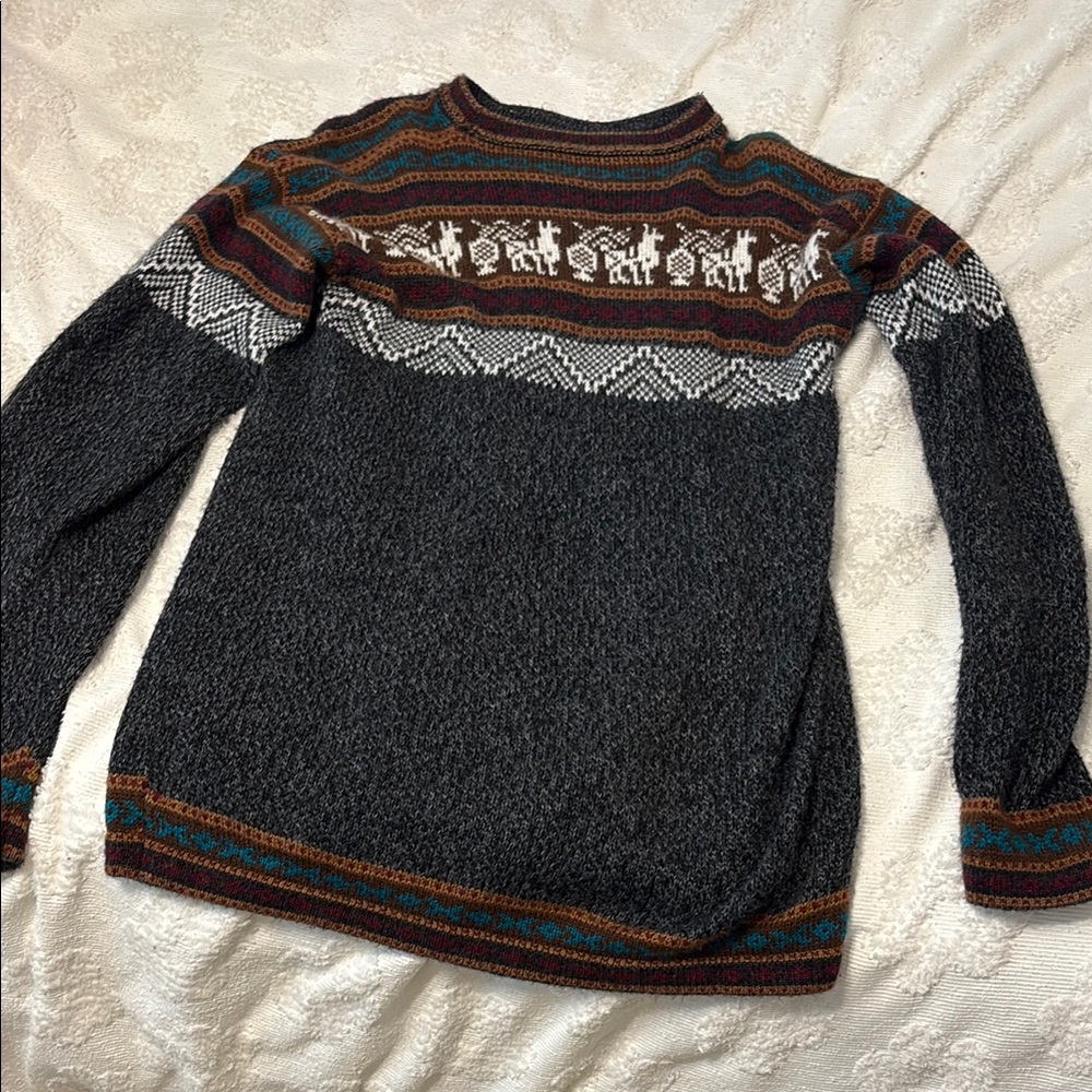 Men's Gray Patterned Cardigan Sweater